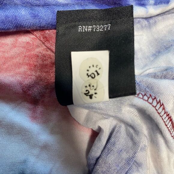 Rock & Republic T-Shirt Cold Shoulder Scoop Neck Tie Dye Patriotic Womens Size S - Picture 8 of 8